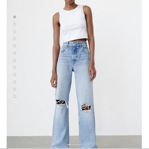 Zara Full Length Wide Leg Jeans